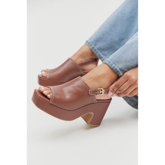 Urban Outfitters Shoes - Urban Outfitters Elle Slingback Platform Sandal Brown